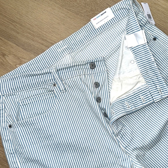 Extra High Rise Blue/White Striped Stretch Jeans - Picture 1 of 5